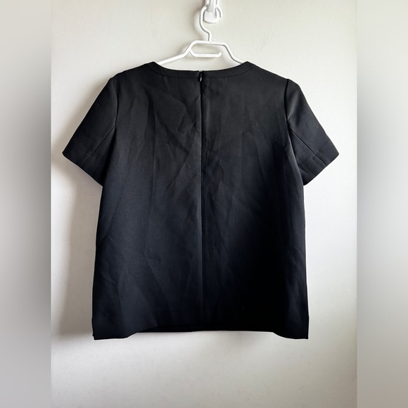 NWT MASSIMO DUTTI Crewneck short sleeve sweater with pockets, black size 8 - Picture 4 of 6